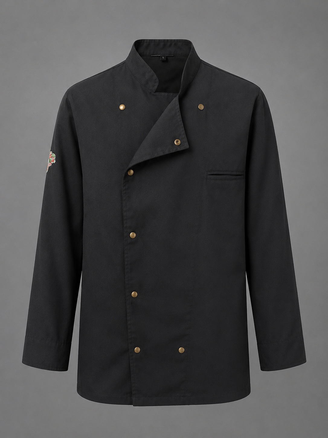 Veste de Cuisine Professionnelle Prestige Blanche à Manches Longues Veste de cuisine professionnelle blanche à manches longues avec col officier, fermeture à boutons pression et poche poitrine.